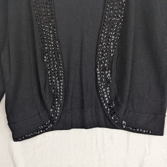 Coldwater Creek Sequined Cardigan Sweater Small Black Semi-formal Sequins - Picture 4 of 15